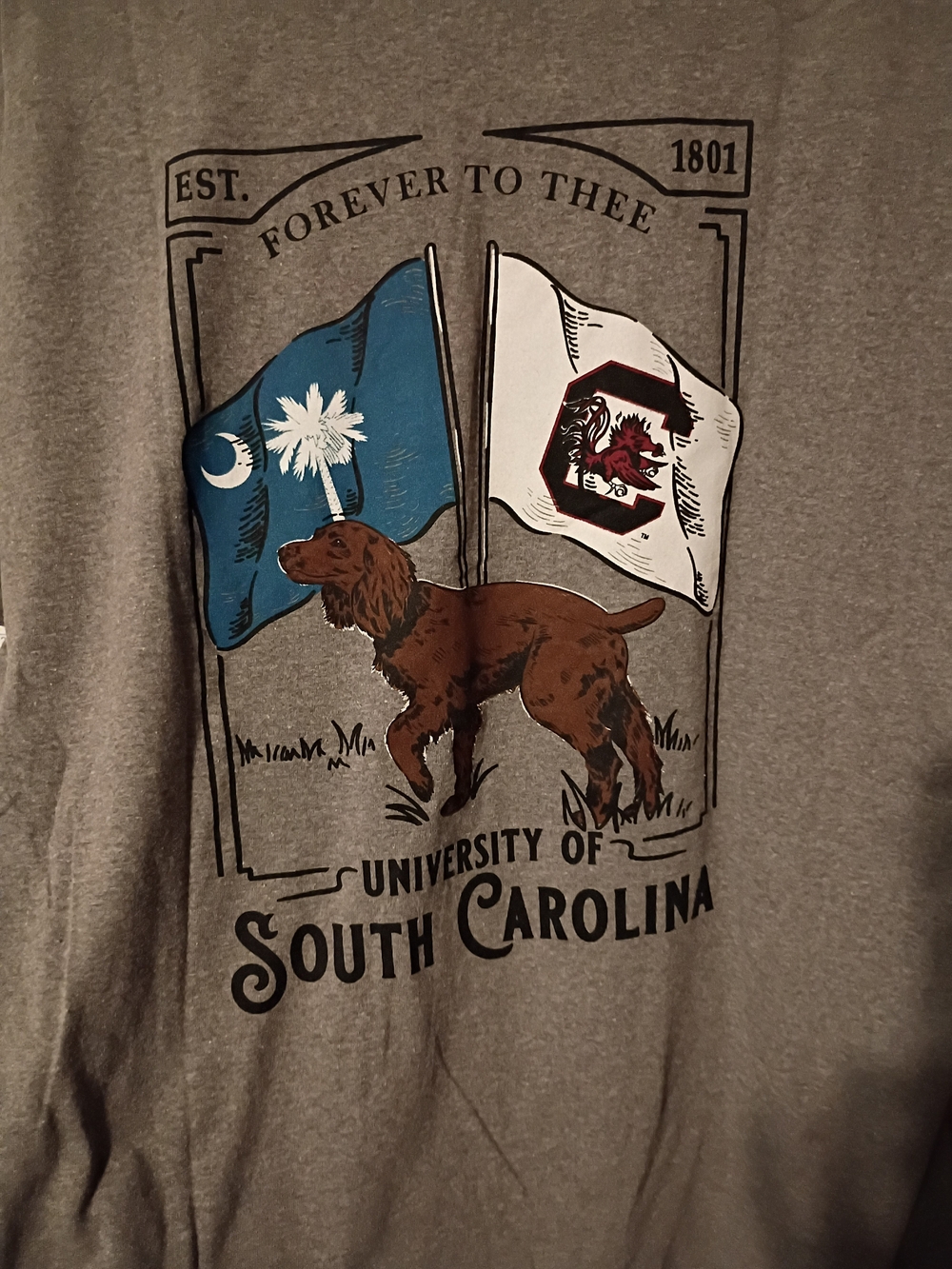 University of South Carolina Dog Graphic Short Sleeve Tee - Gray/Brown/Blue